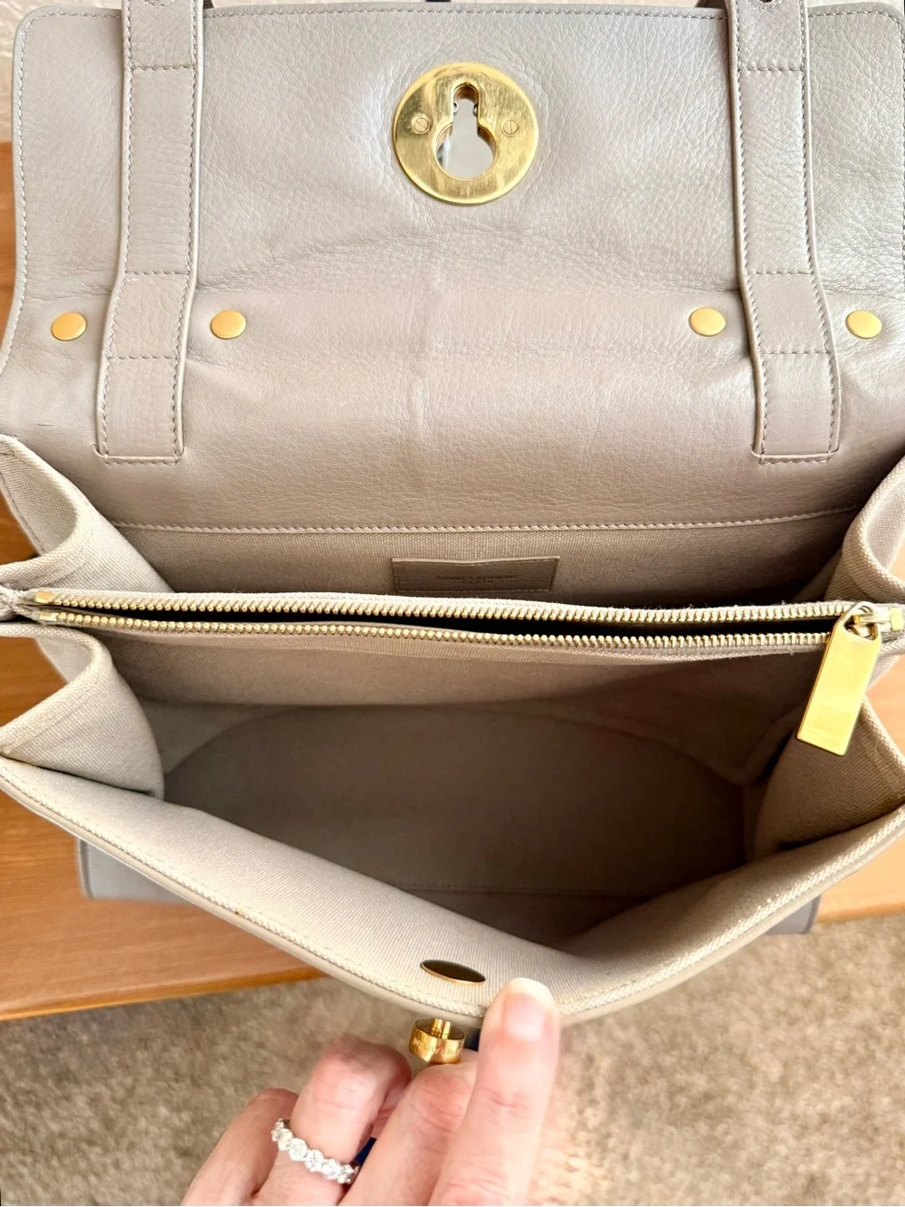Saint Laurent  -TAUPE -Muse Leather Top-Handle Satchel /Crossbody with GHW